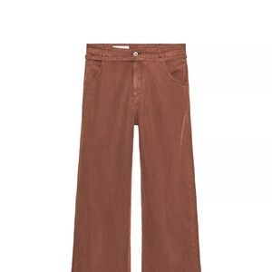Zara Wide Leg Pants in Rust Brown